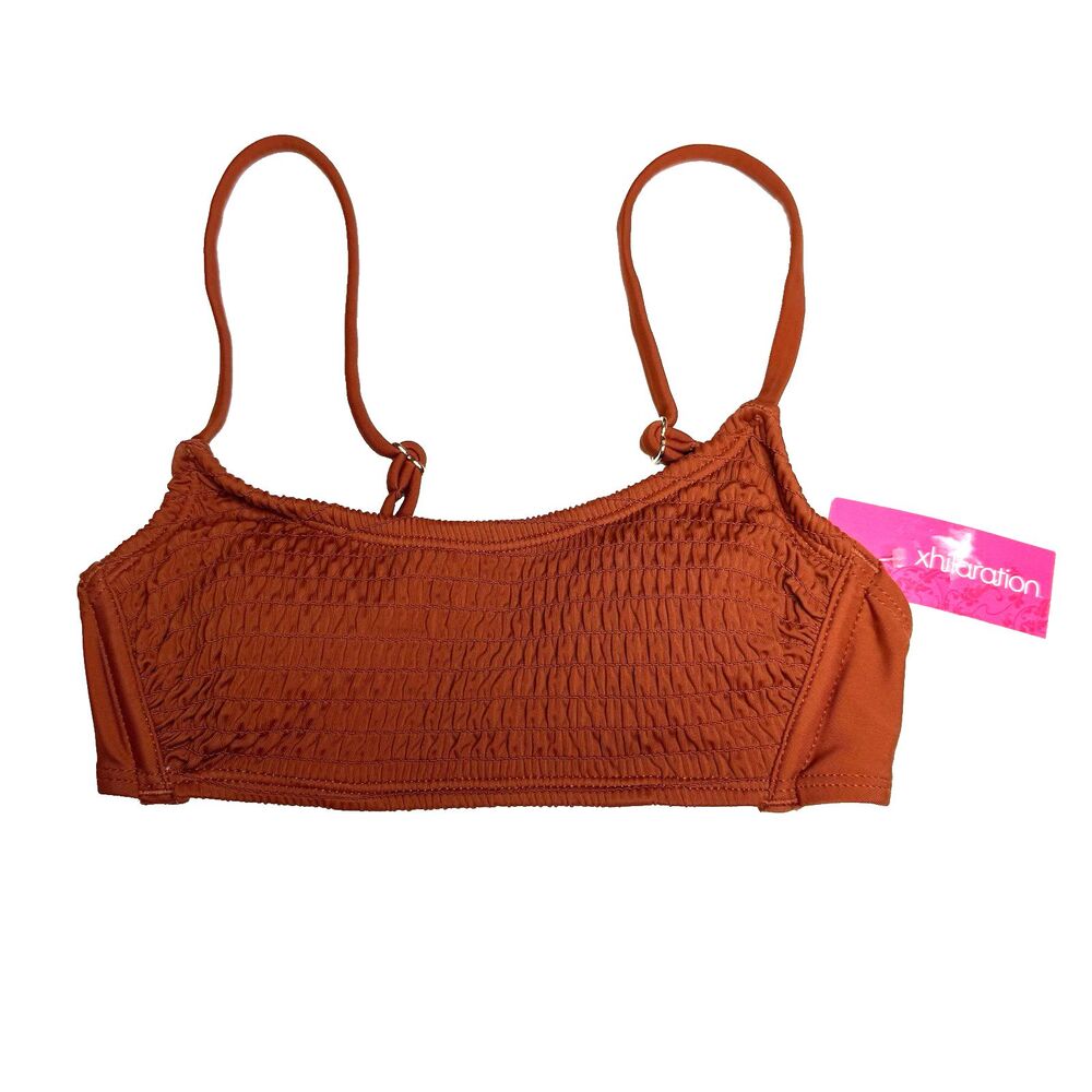 Xhilaration Women's Juniors Rust Smocked Bralette Bikini Top Size XS (00) New!